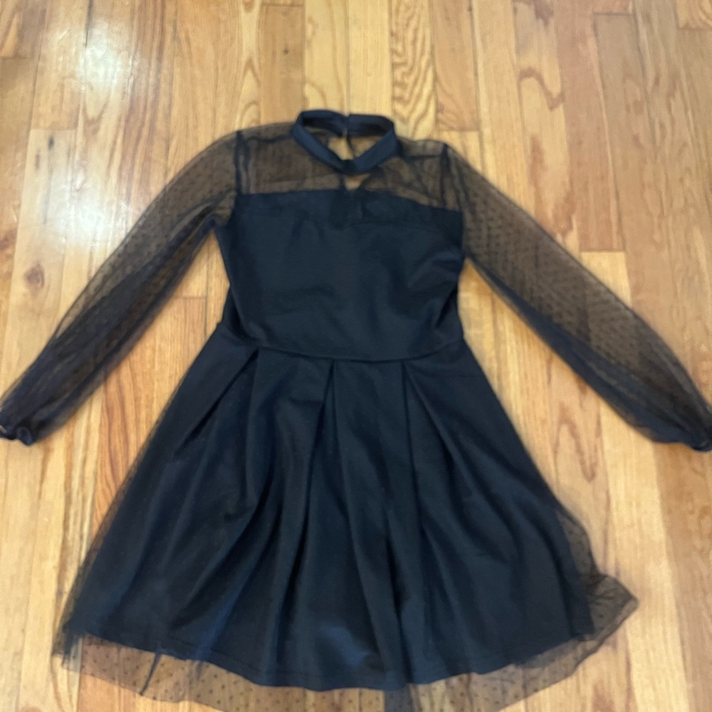 Fancy Black Long Sleeve Dress, Wednesday Addams style